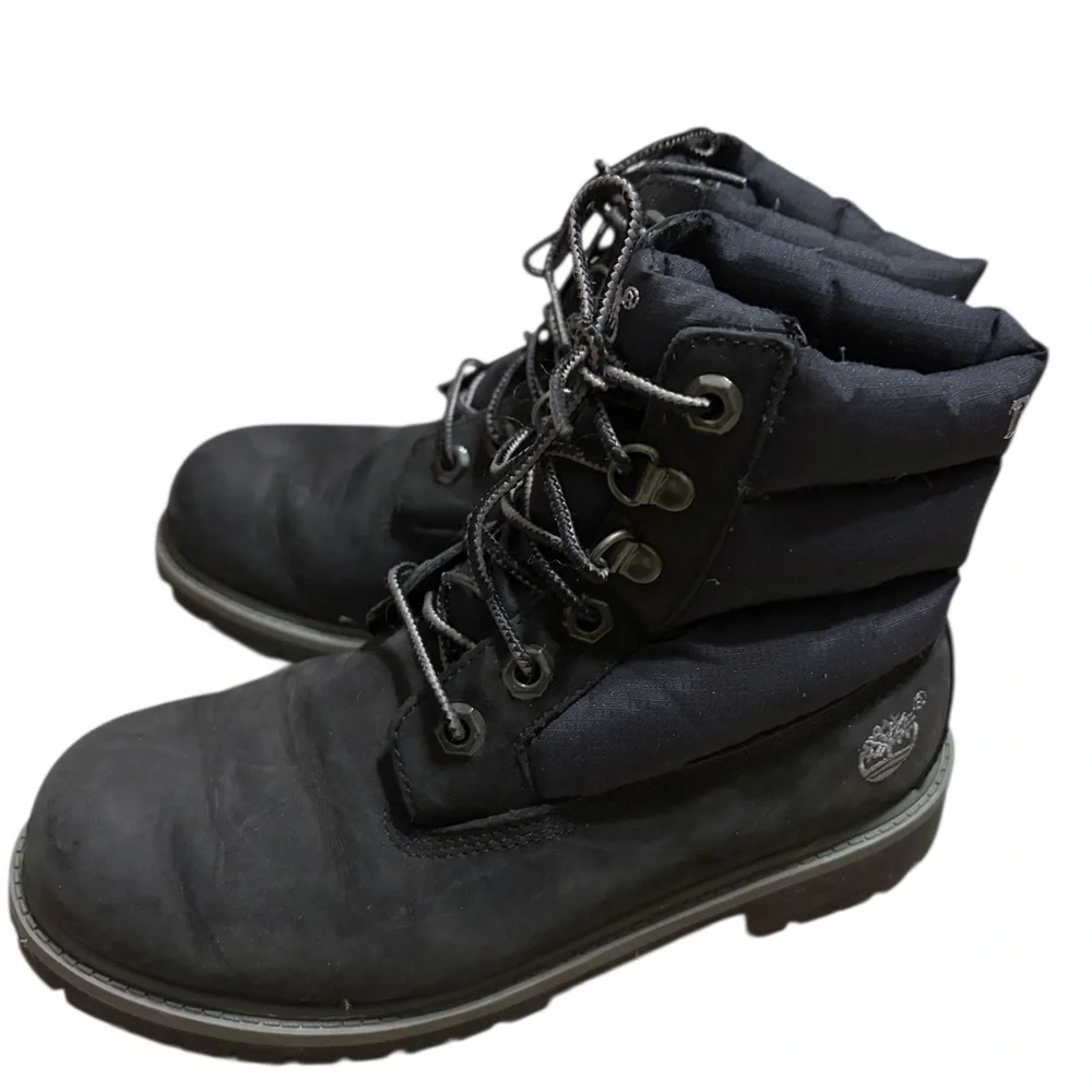 Timberland 650 Puffer Boots  Boys Size 3 Black Down Leather Rare Hiking‎ Outdoor
